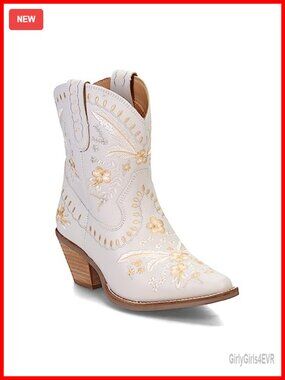 Leather Embroidered Snip Toe Cowboy Booties Pull On Western Boots Ankle High